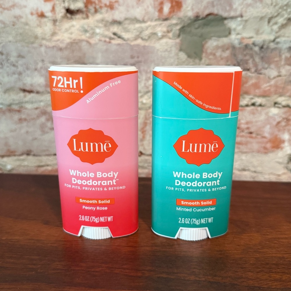 Lume Natural Full Coverage Deodorant Stick - Peony Rose & Minted Cucumber Duo